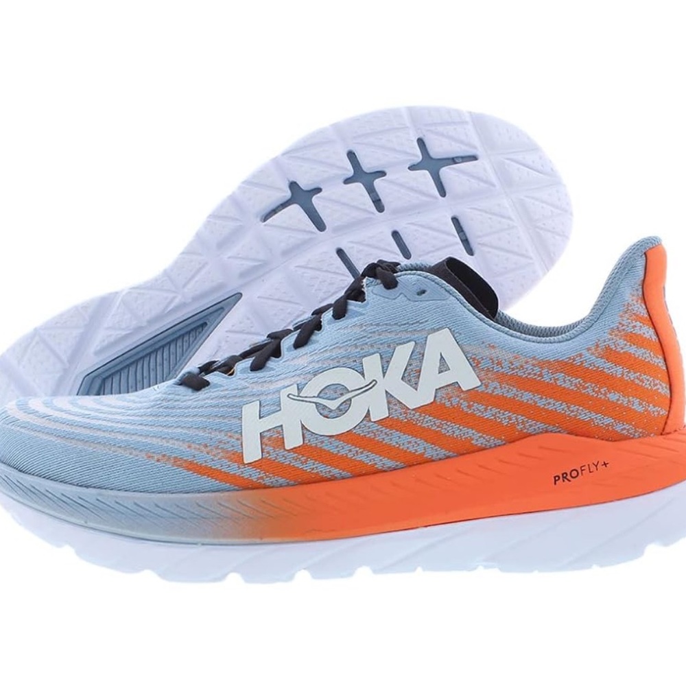 Hoka One One Sky Blue and Orange Running Shoes